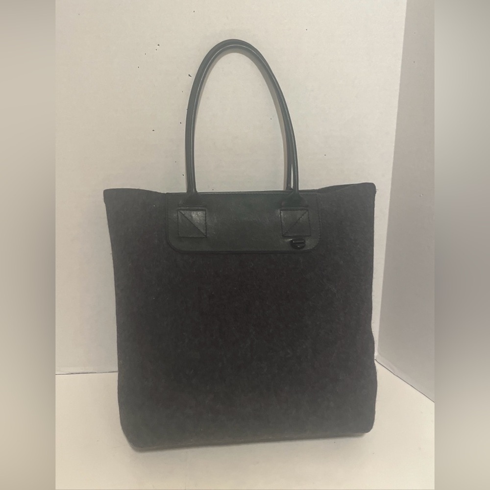 Graf Lantz Aiko Merino Wool Felt & Leather Gray Black Tote Bag Purse Handbag